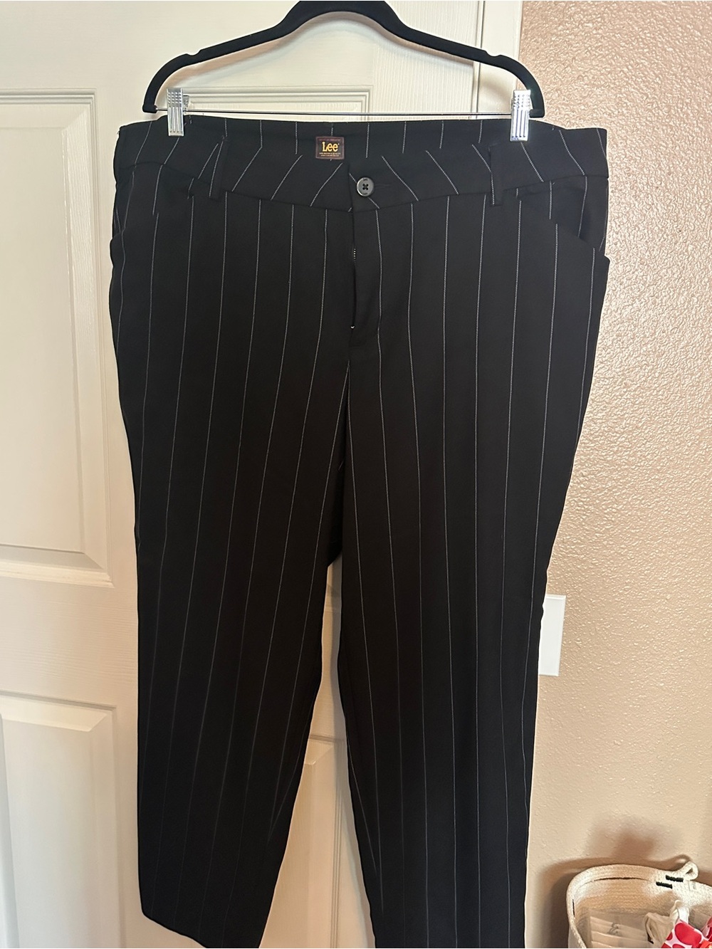 Lee Black Pinstripe Trousers